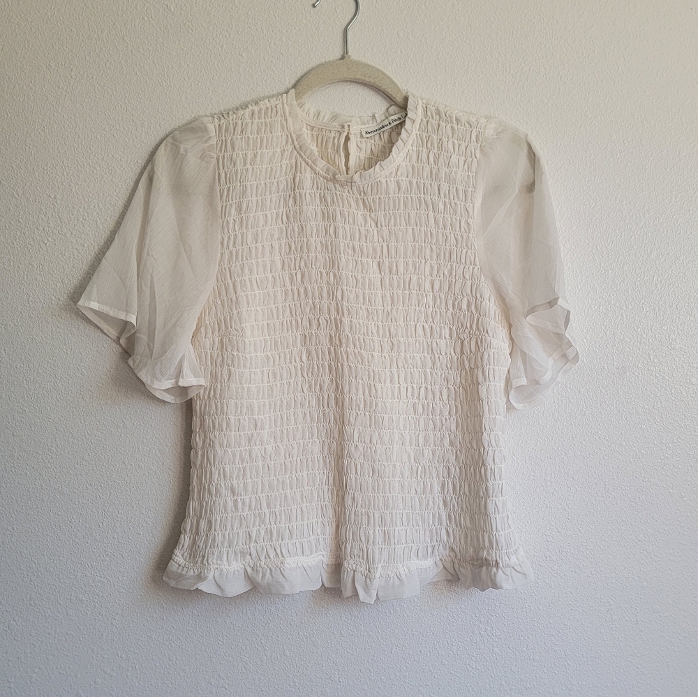 Abercrombie White Smocked Blouse
